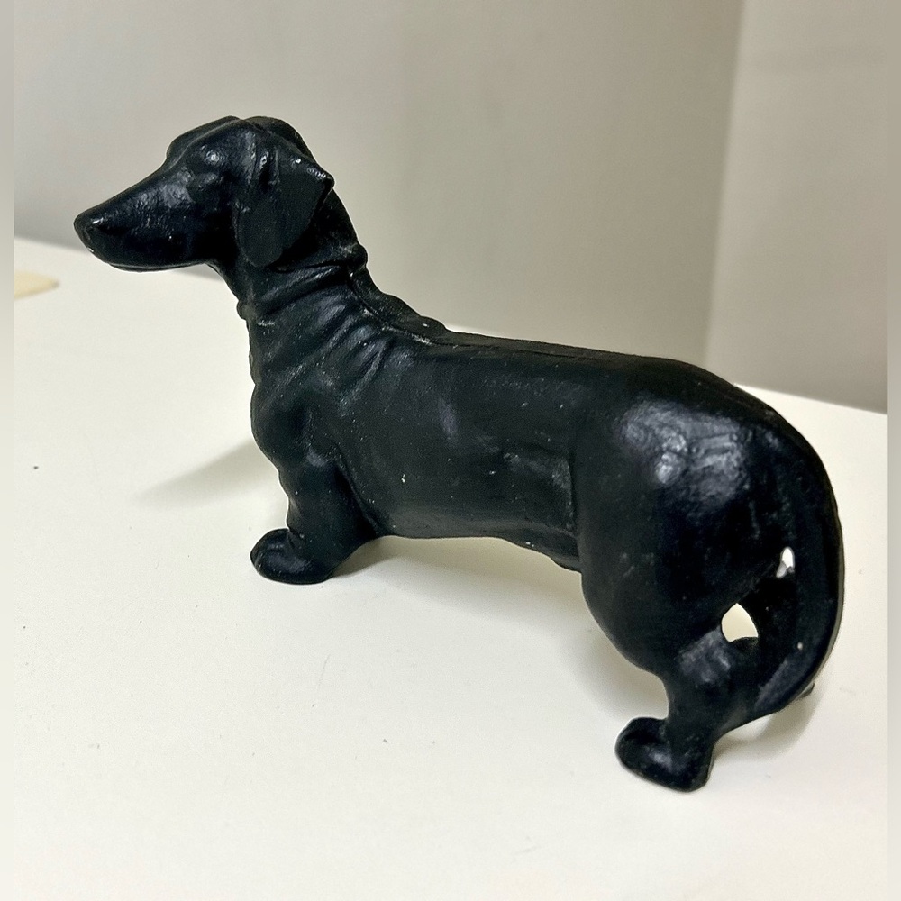 Vintage Cast Iron Dachsund Weiner Dog Coin Bank Doorstop